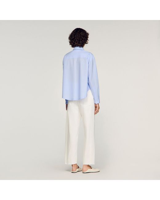 Sandro Blue Embroidered Cotton Shirt