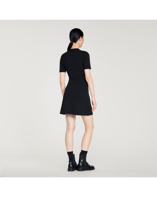 Sandro Blue Button-Up Knit Short Dress