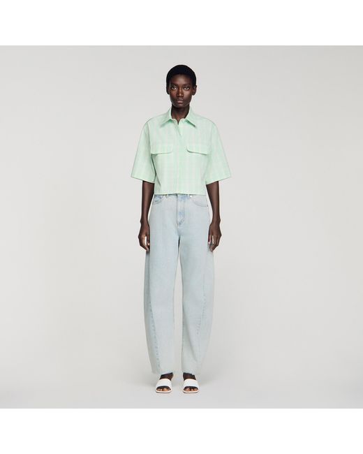 Sandro Green Short Checked Shirt