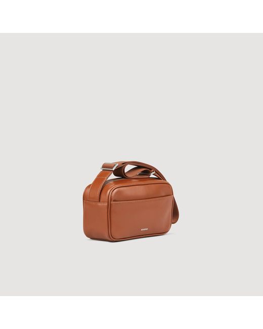 Sandro Brown Small Smooth Leather Bag for men