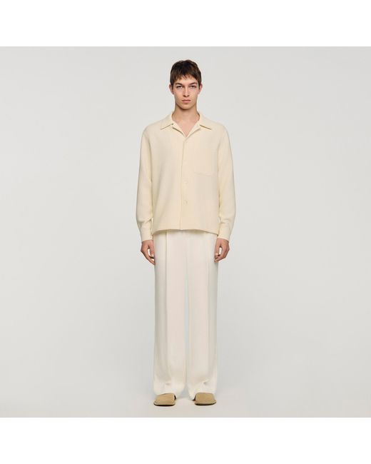 Sandro Natural Textured Shark Collar Shirt for men