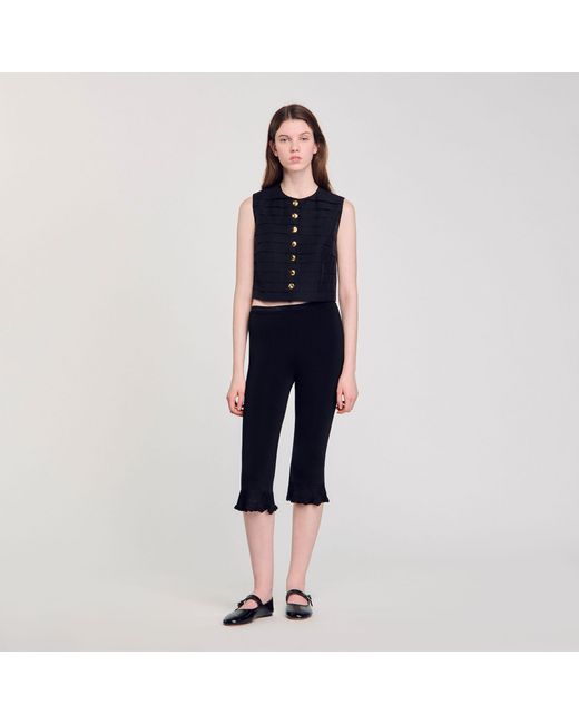 Sandro Blue Pleated Crop Top