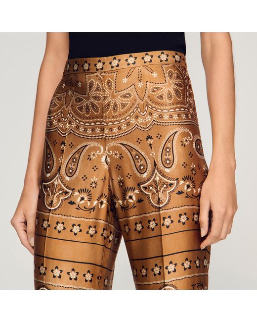 Sandro Multicolor Bandana-Print Floaty Trousers