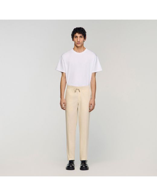 Sandro Natural Elasticated Straight-Leg Trousers for men