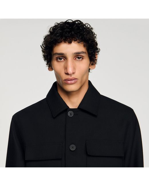 Sandro Black Buttoned Overshirt for men