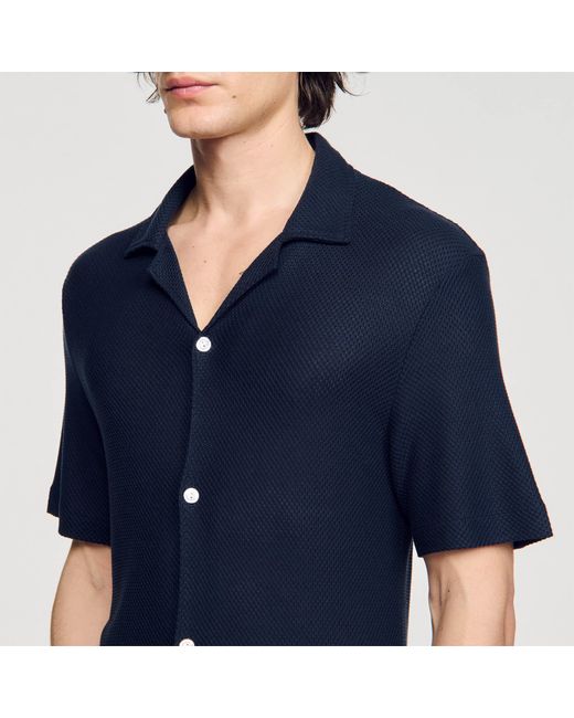 Sandro Blue Shark Collar Shirt for men