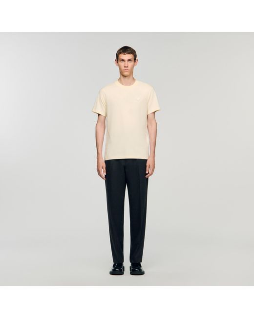 Sandro Black T-Shirt With Heart Patch for men