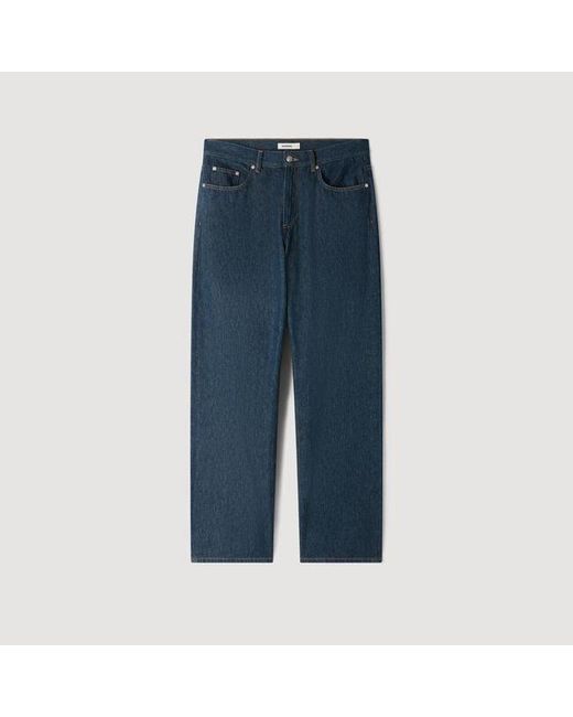 Sandro Blue Baggy Faded-Effect Jeans for men