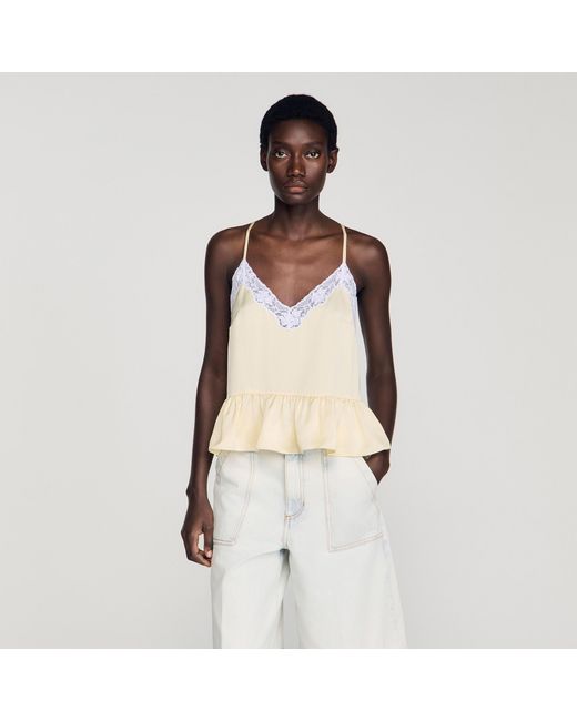 Sandro White Ruffled Top