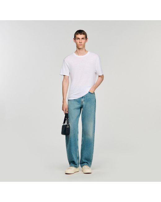 Sandro White Certified Linen T-Shirt for men