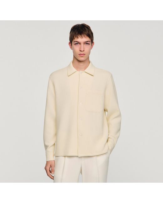 Sandro Natural Textured Shark Collar Shirt for men