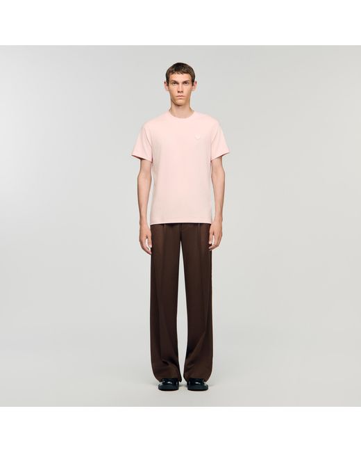 Sandro Pink T-Shirt With Heart Patch for men
