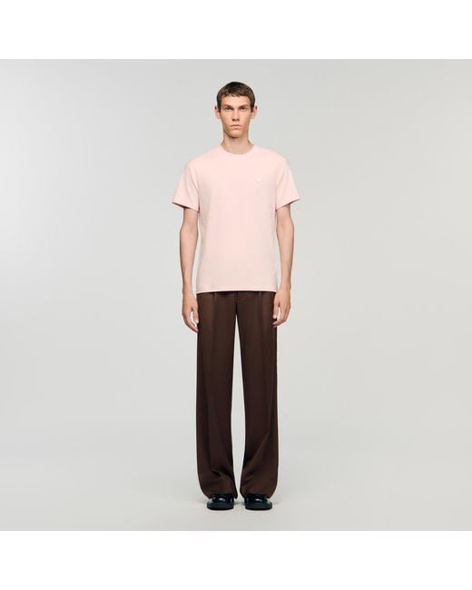 Sandro Pink T-Shirt With Heart Patch for men