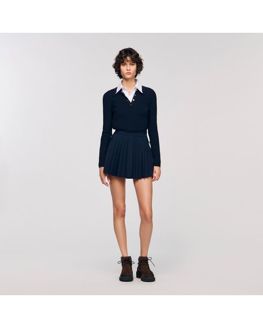 Sandro Blue Pleated Skort