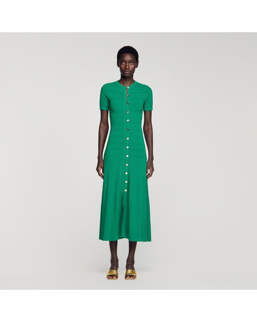 Sandro Green Knit Maxi Dress