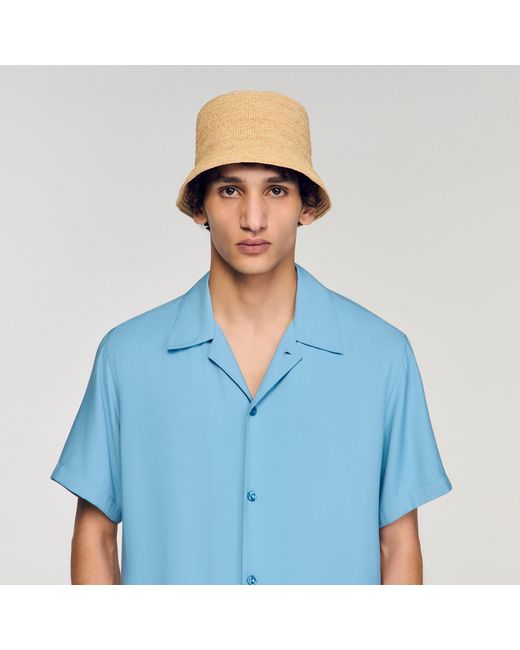 Sandro Natural Crochet Raffia Bucket Hat for men