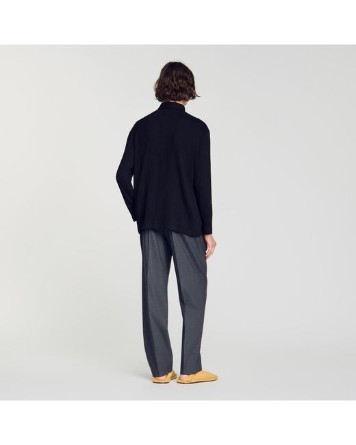 Sandro Blue Crinkled Loose-Fit Shirt for men