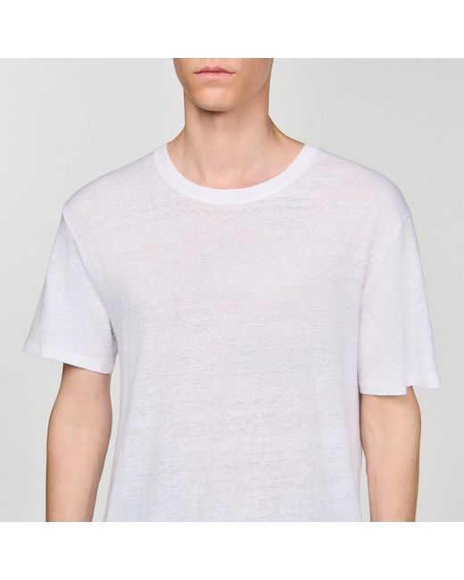 Sandro White Certified Linen T-Shirt for men