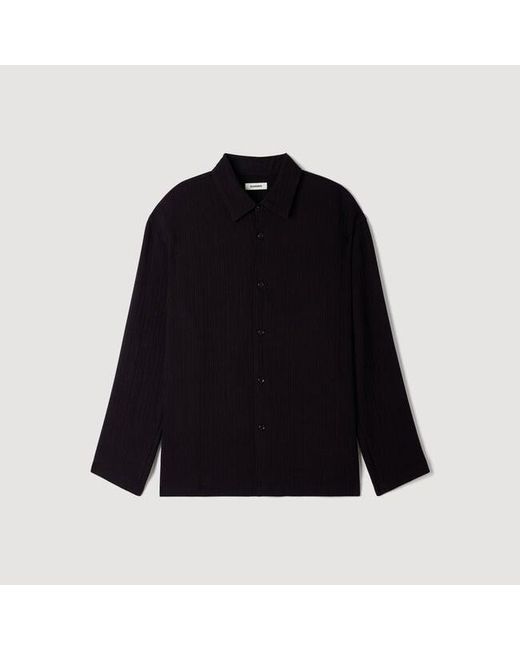 Sandro Blue Crinkled Loose-Fit Shirt for men