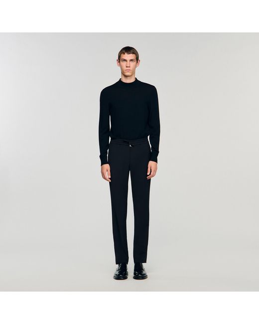 Sandro Blue Elasticated Straight-Leg Trousers for men