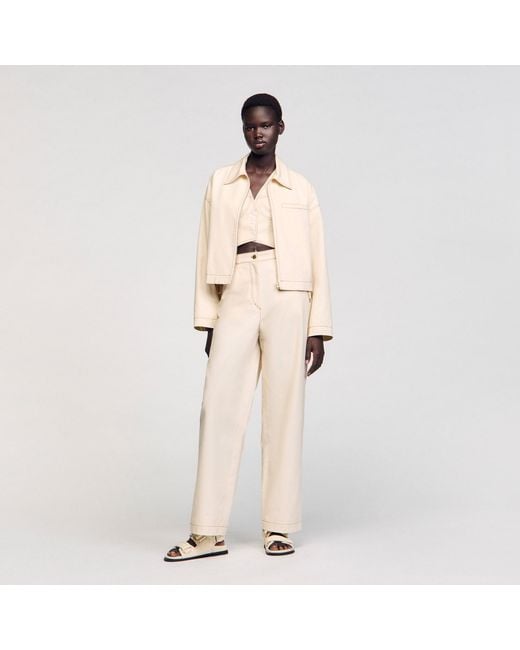 Sandro Natural Denim Lace-Up Jacket