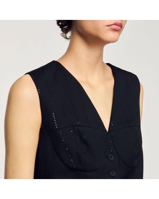 Sandro Blue Sequin Cropped Jacket
