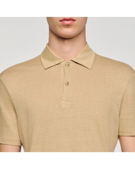 Sandro Natural Linen Polo Shirt for men