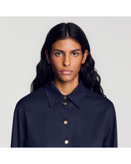 Sandro Blue Cotton Shirt With Wide Cuffs