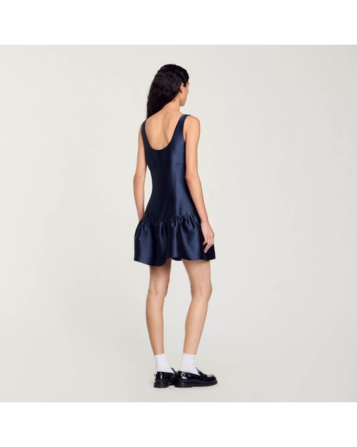 Sandro Blue Short Satin Dress