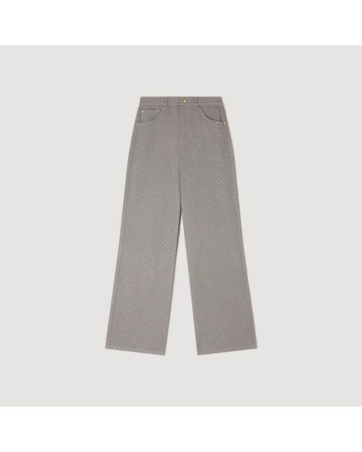 Sandro Gray Rhinestone-Embellished Jeans
