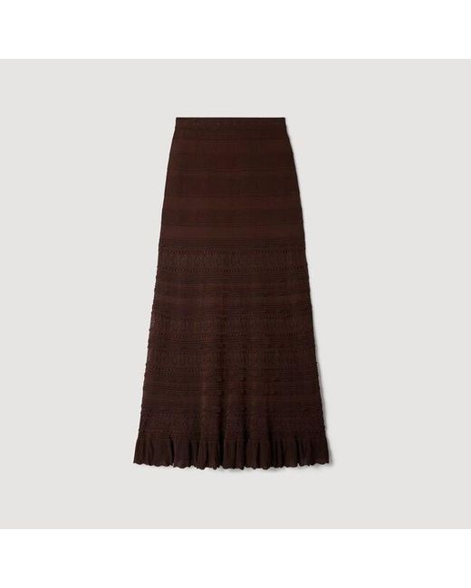 Sandro Purple Pointelle Knit Maxi Skirt
