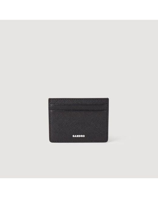 Sandro Black Reconstituted Leather Cardholder for men