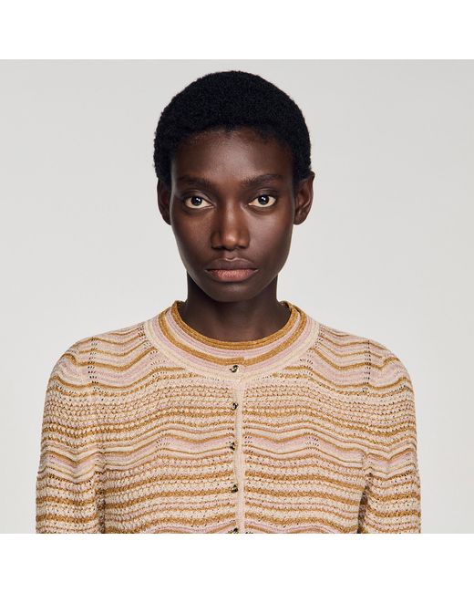 Sandro Natural Decorative Knit Cardigan