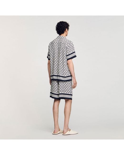 Sandro White Square Cross Motif Flowing Blouse for men