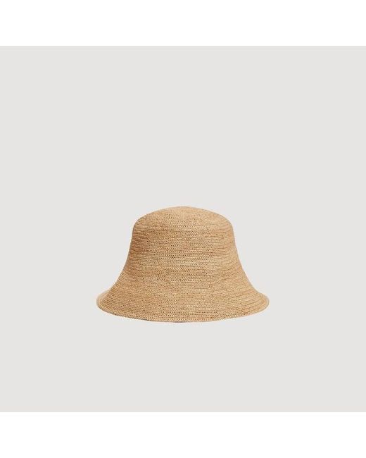 Sandro Natural Crochet Raffia Bucket Hat for men