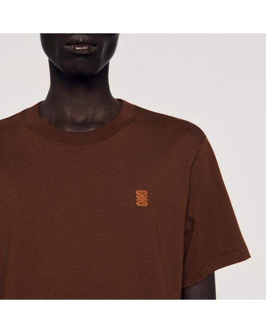 Sandro Multicolor Leather Logo T-Shirt for men