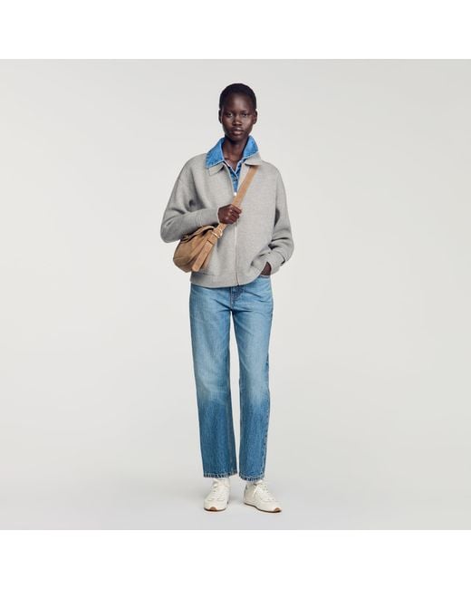 Sandro Blue 2-In-1 Zip Cardigan