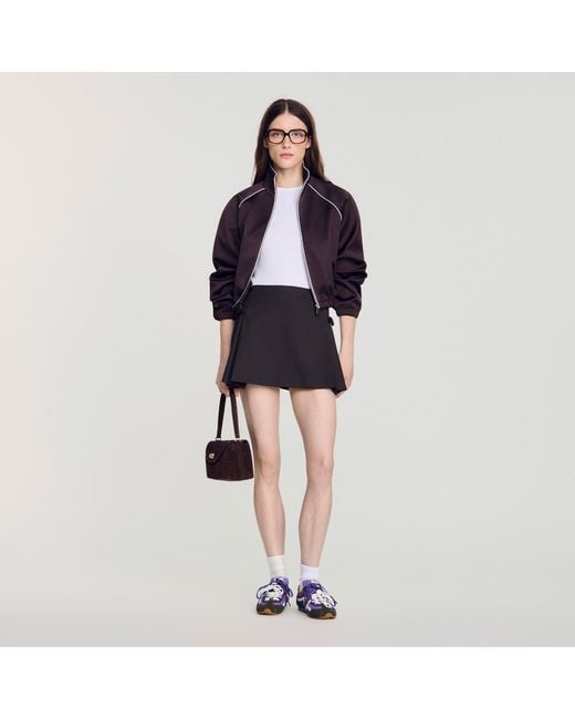 Sandro Blue Mini Pleated Wool Skirt