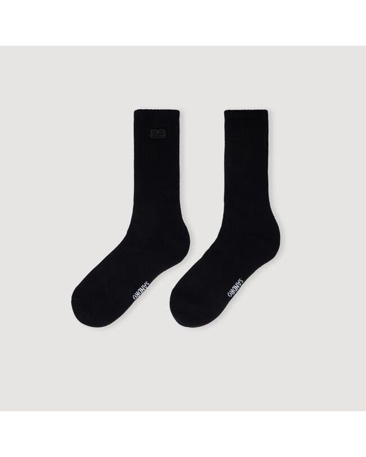 Sandro Black Embroidered Socks for men