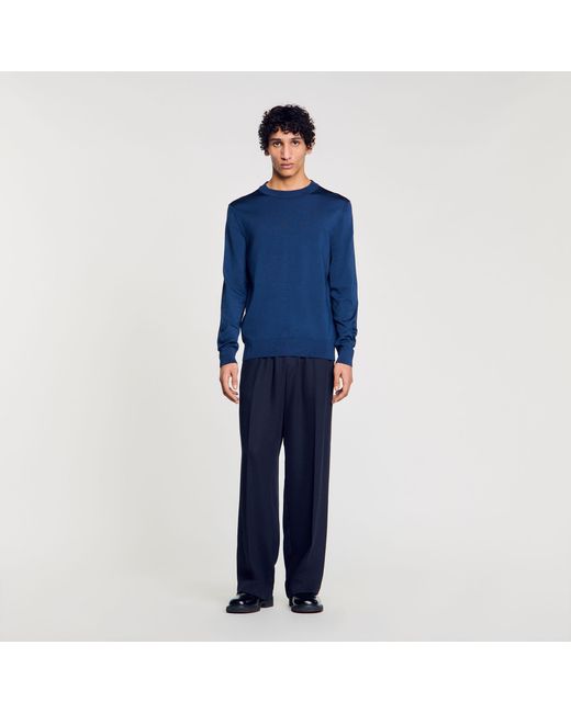 Sandro Blue Fine Knit Jumper for men