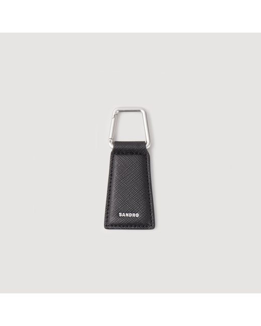 Sandro Black Reconstituted Leather Key Ring for men