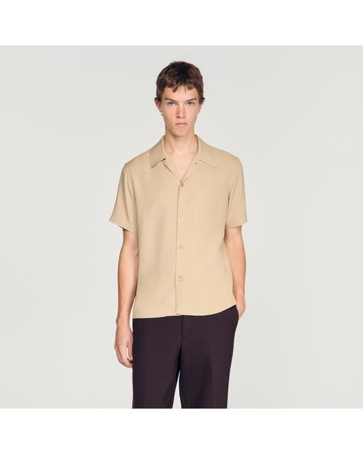 Sandro Blue Loose-Fit Shark Collar Shirt for men
