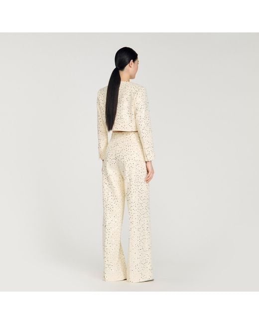 Sandro Natural Geometric Sequin Trousers