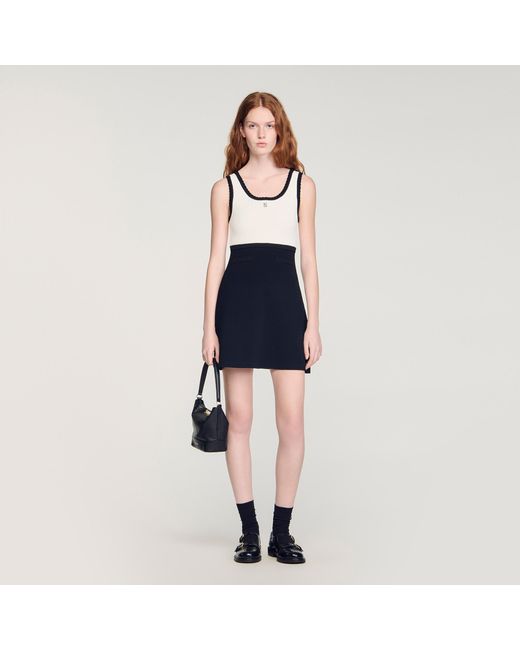Sandro Blue Two-Tone Knit Short Dress
