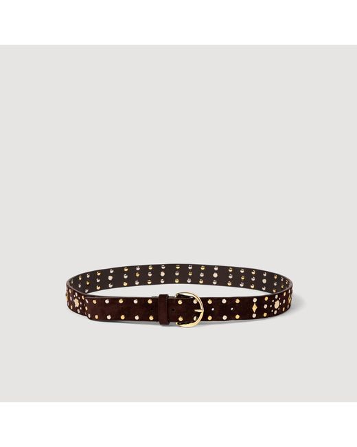 Sandro Brown Suede Belt With Rivets