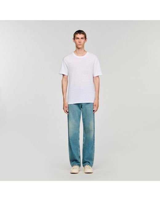Sandro White Certified Linen T-Shirt for men