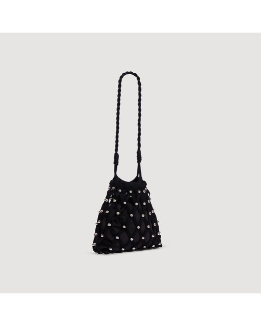 Sandro Black Studded Net Mesh Bag