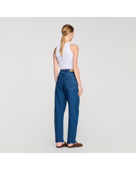 Sandro Blue Rhinestone Barrel Jeans