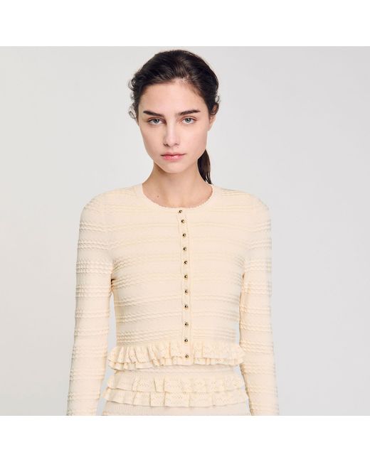 Sandro Natural Ruffled Cardigan