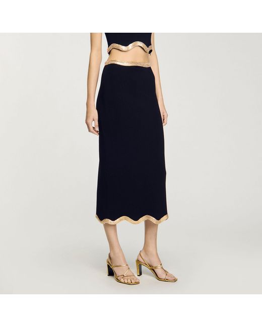 Sandro Metallic Embossed Leather Sandals
